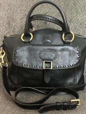 SOLD Dooney & Bourke Florentine Front Pocket Domed Satchel in Black